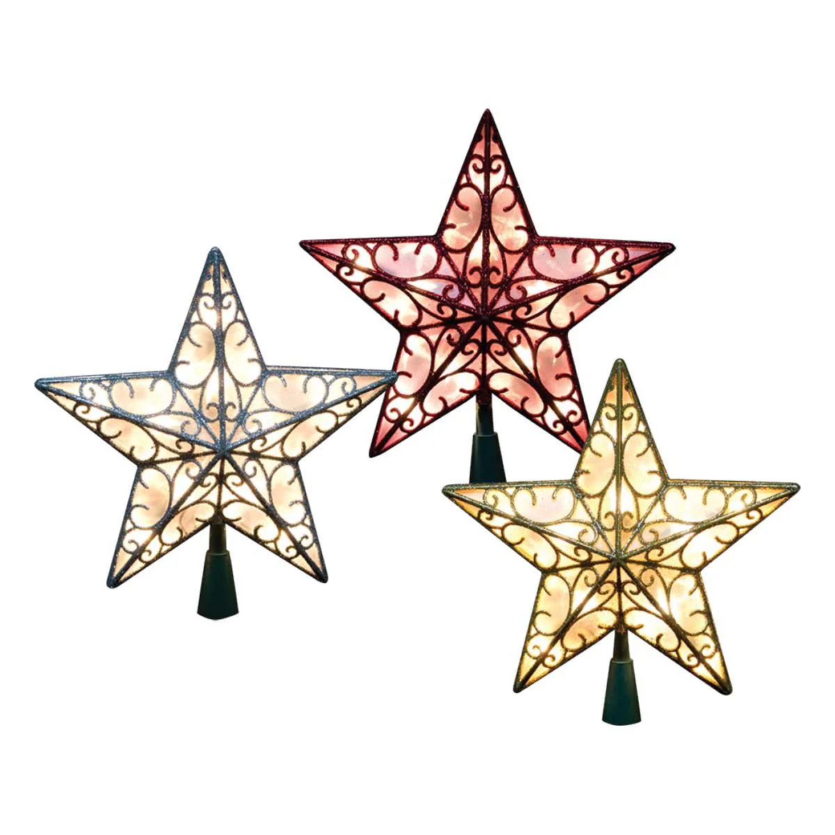 3 Assorted 23 CM Star Tree Top