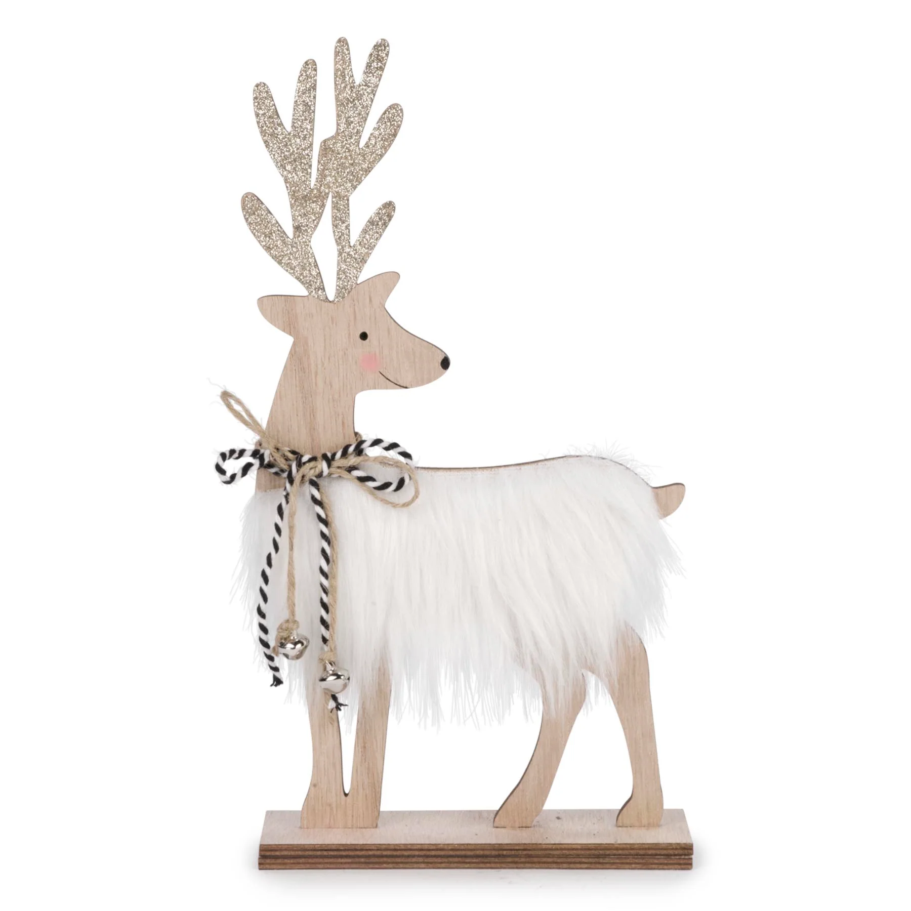 12" White Faux Fur Reindeer Décor