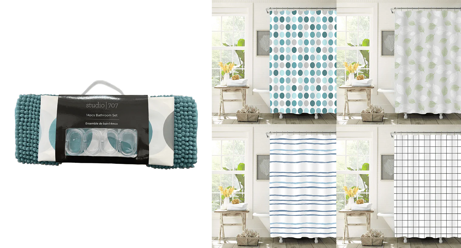 14-Piece Printed Bathroom Set | Assorted Patterns