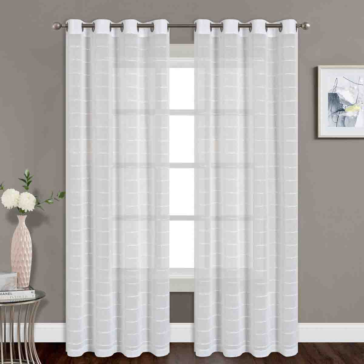 2pk Grommet Panel  Layla White Faux Linen Sheer