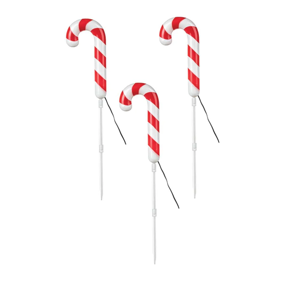40l Outdoor 60cm Red/white Plastic Candy Cane Lawn Stakes