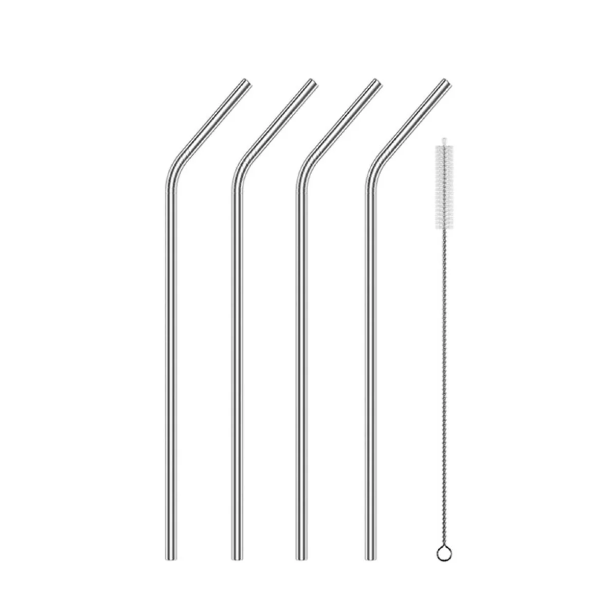 4pcs Curve Straw With On Brush  S.s Color 6x215mm - Image 2