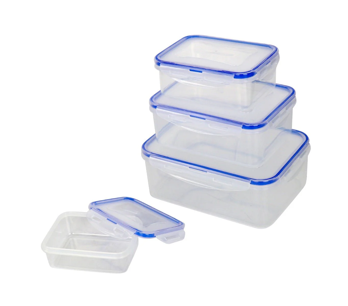 4pcs Rectangular Food Container Set Blue - Image 2