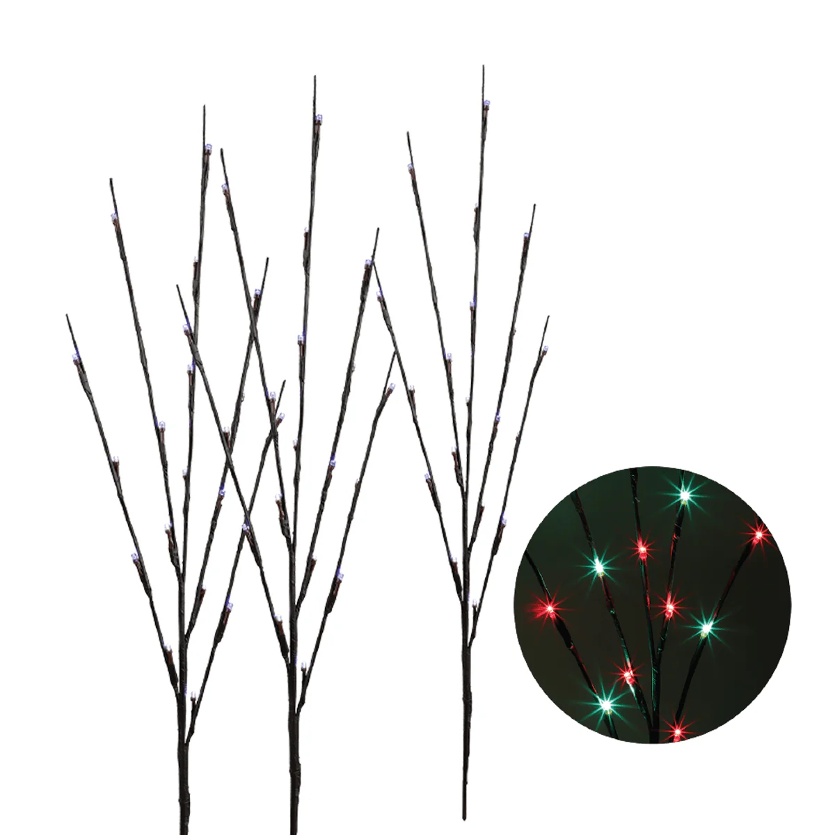 60LED Outdoor 76cm Led Red Twinkle Stakes X 3