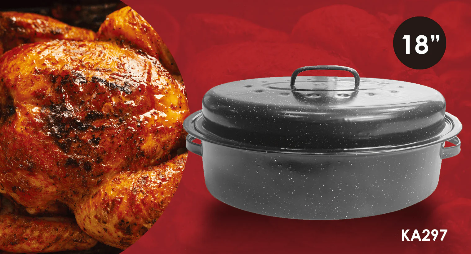 À la Cuisine - 18" Oval Enamel Roaster with Lid - Image 2
