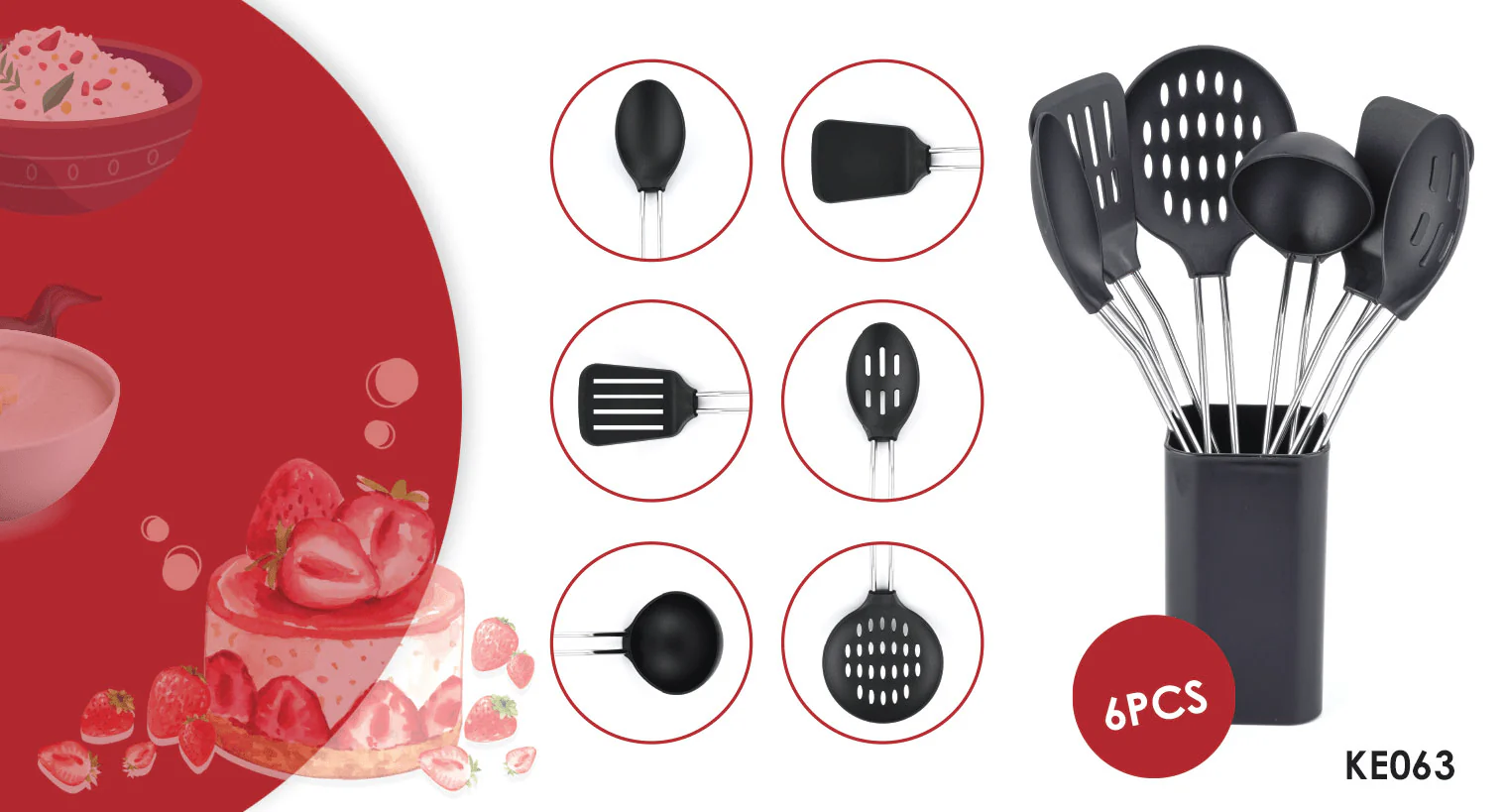 À La Cuisine - 6Pcs Kitchen Tool Set With Holder - Image 2