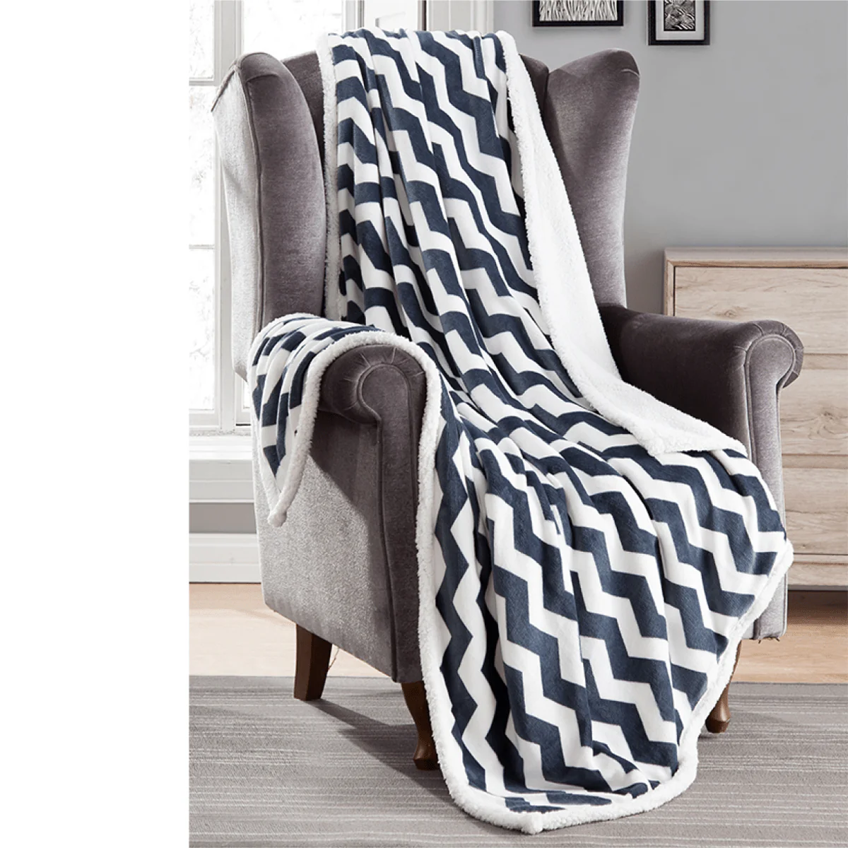 Adele Printed Coral To Sherpa Throw