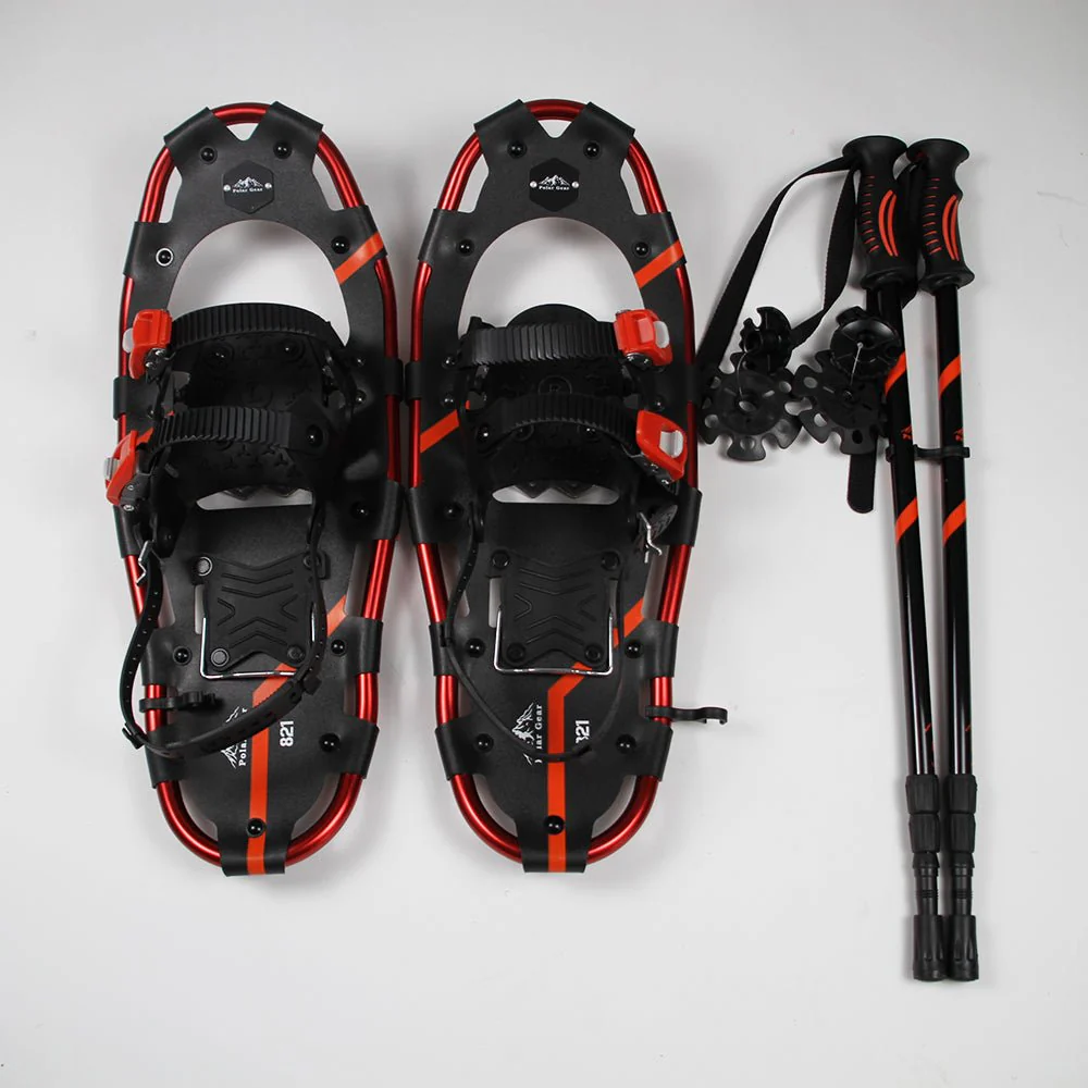 Adult Snowshoes (Red 8 x 21 in) & Trekking Pole In a Bag - Image 10