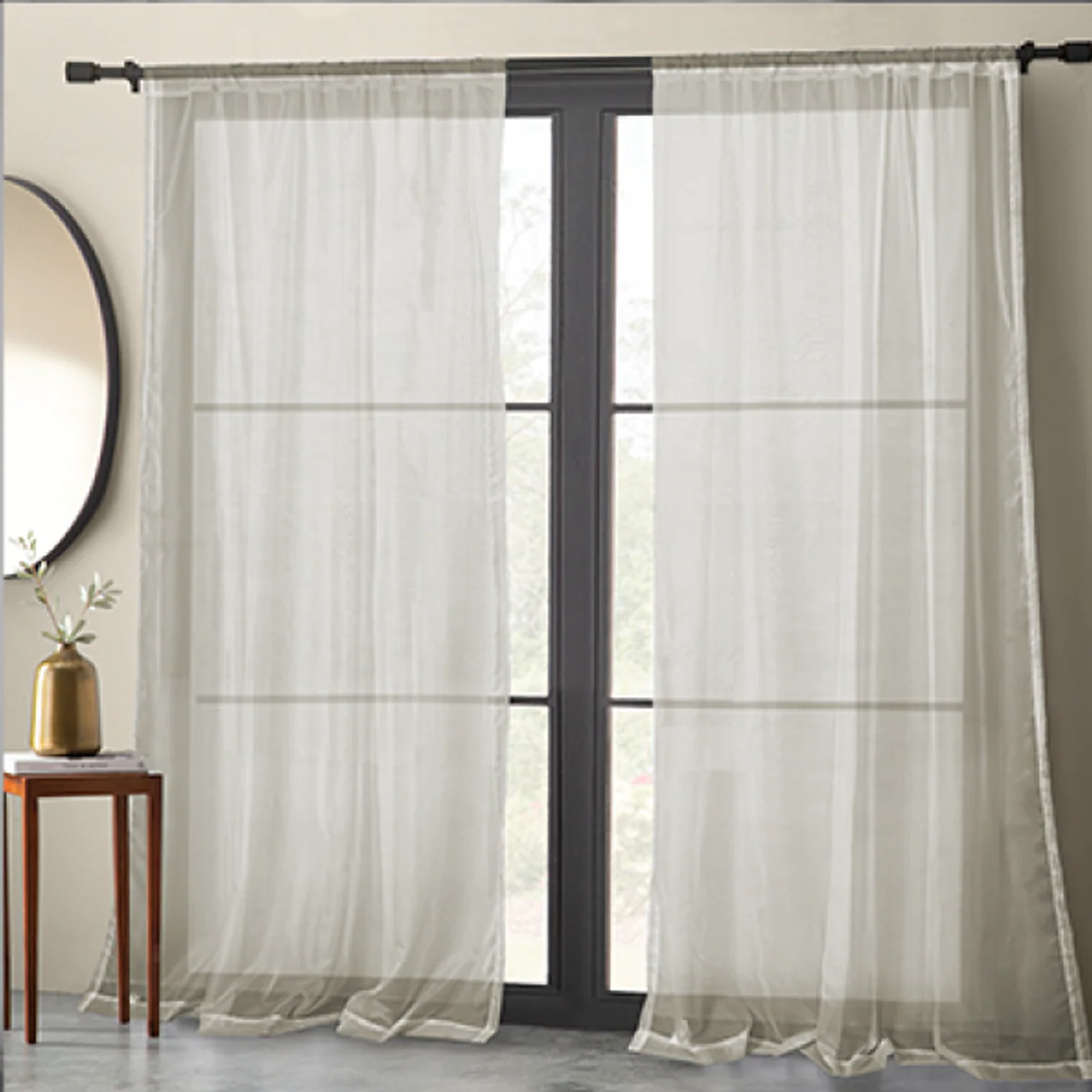 Basic Elegance - 2pk Sheer Pole Top Panel-Ivory-54 x 84"