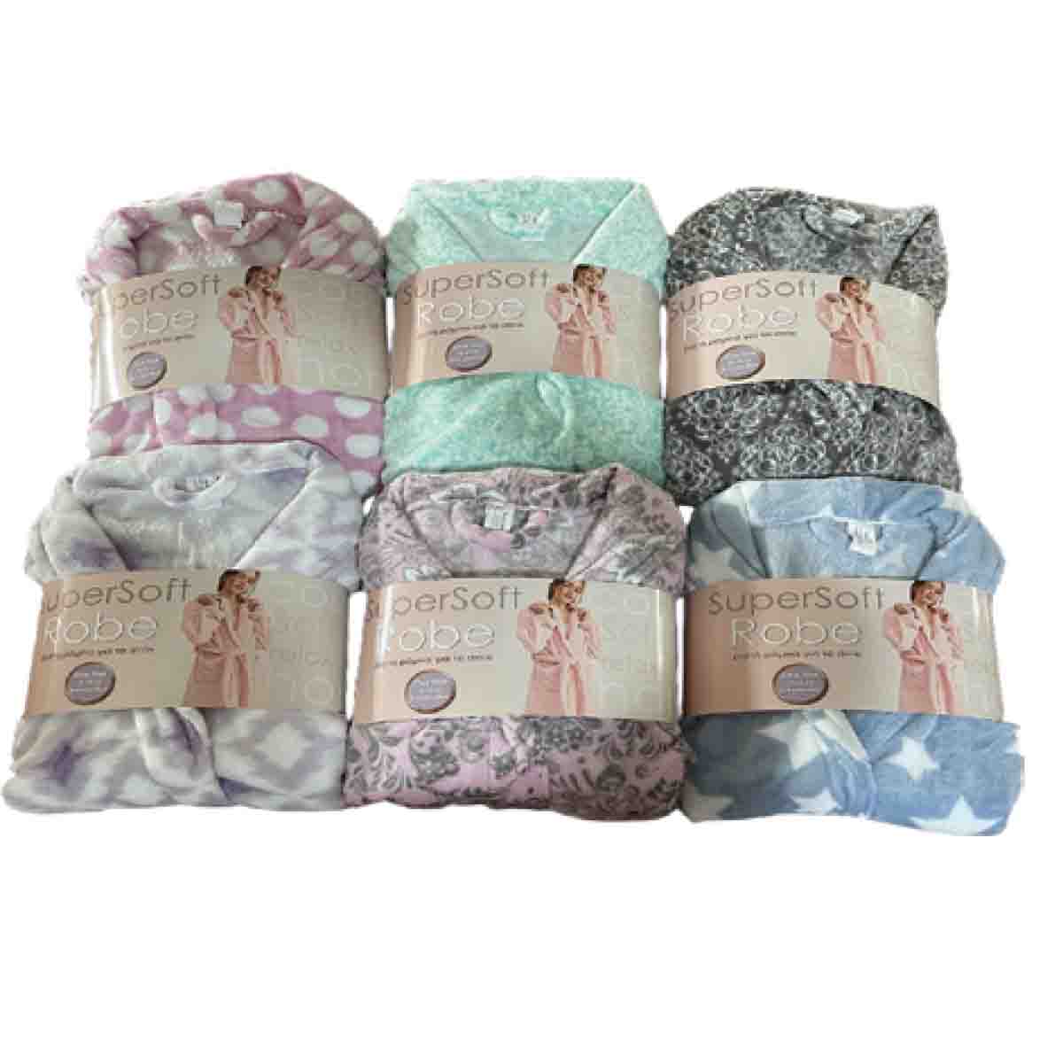 Bathrobe Fleece 40in Length Printed & Solid Asst - Image 4