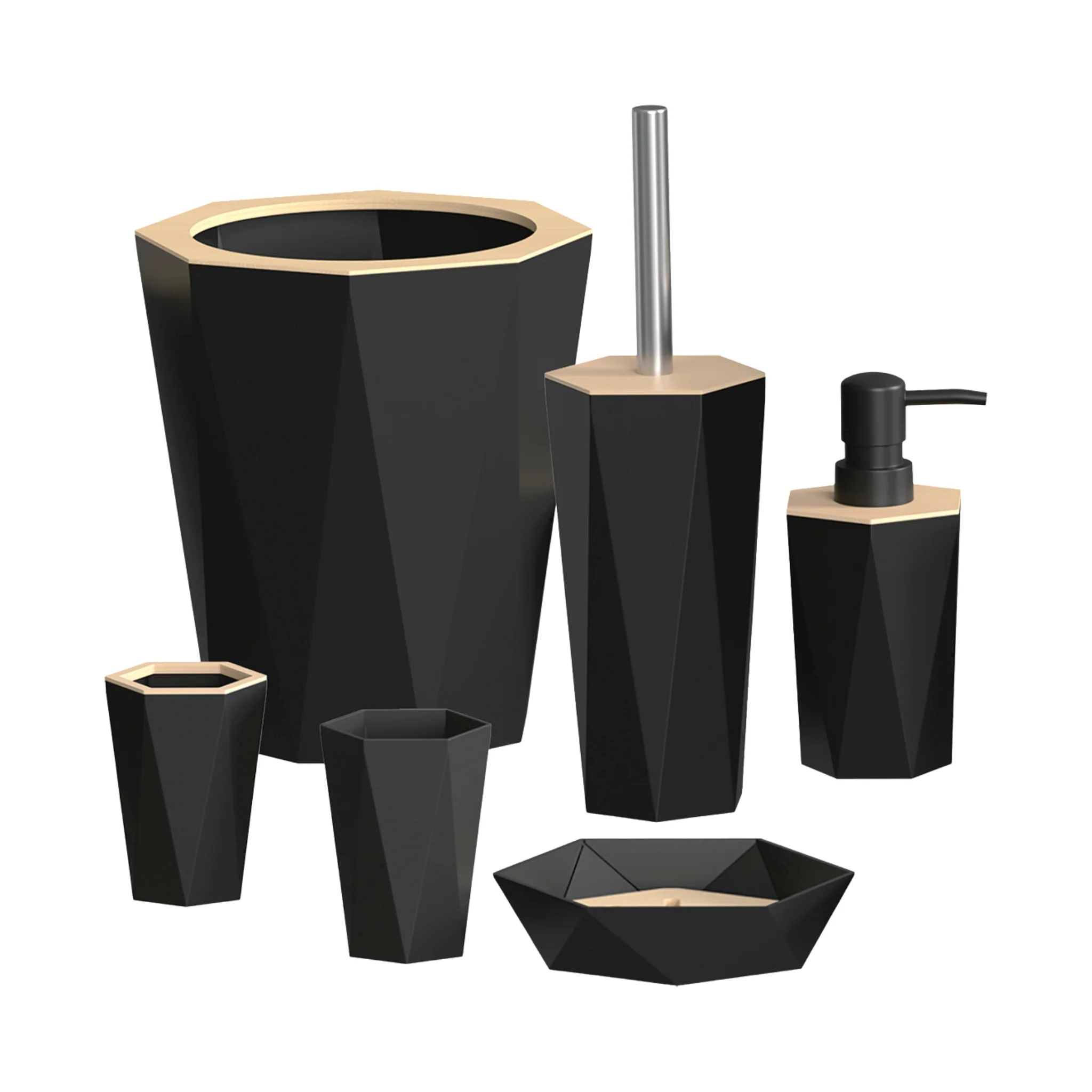 Bathroom Accessory Set - 6 Pcs Black