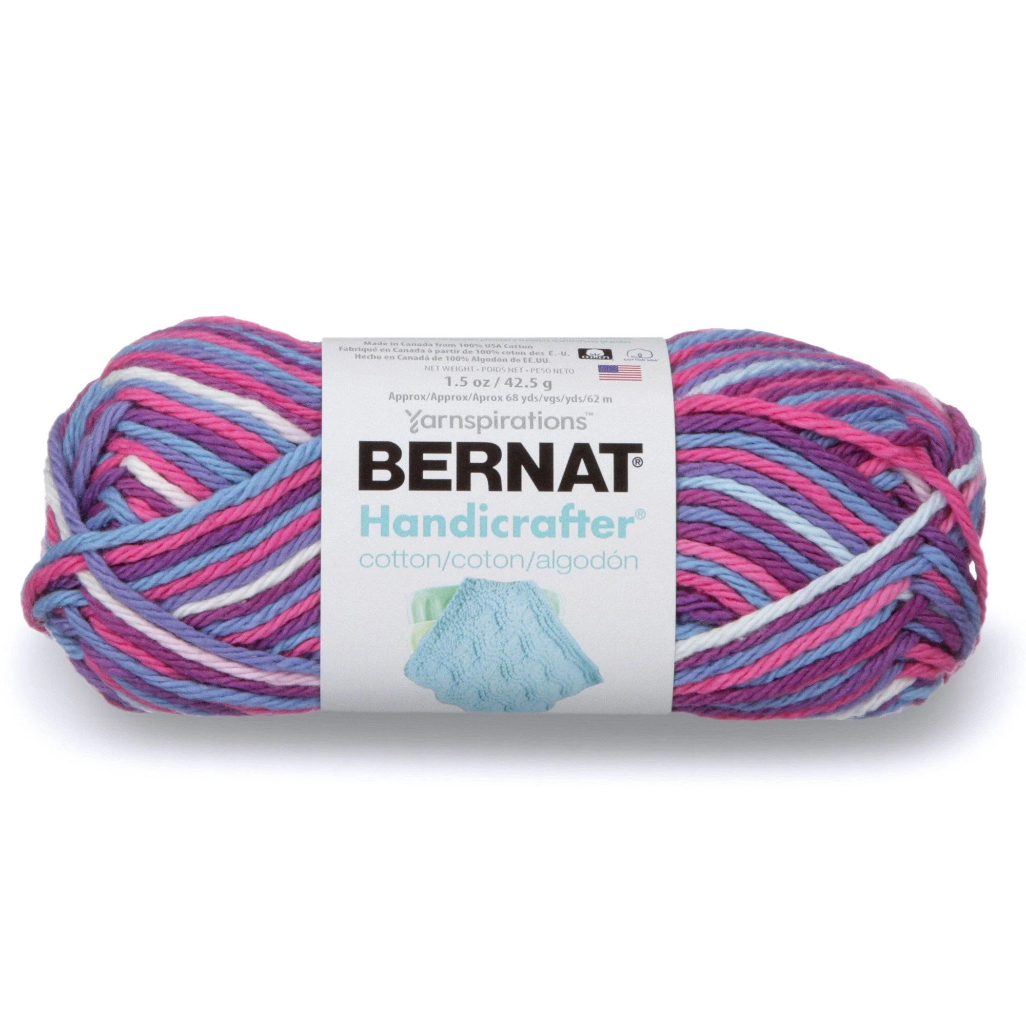 Bernat Handicrafter Cotton Yarn Purple Perk Ombre