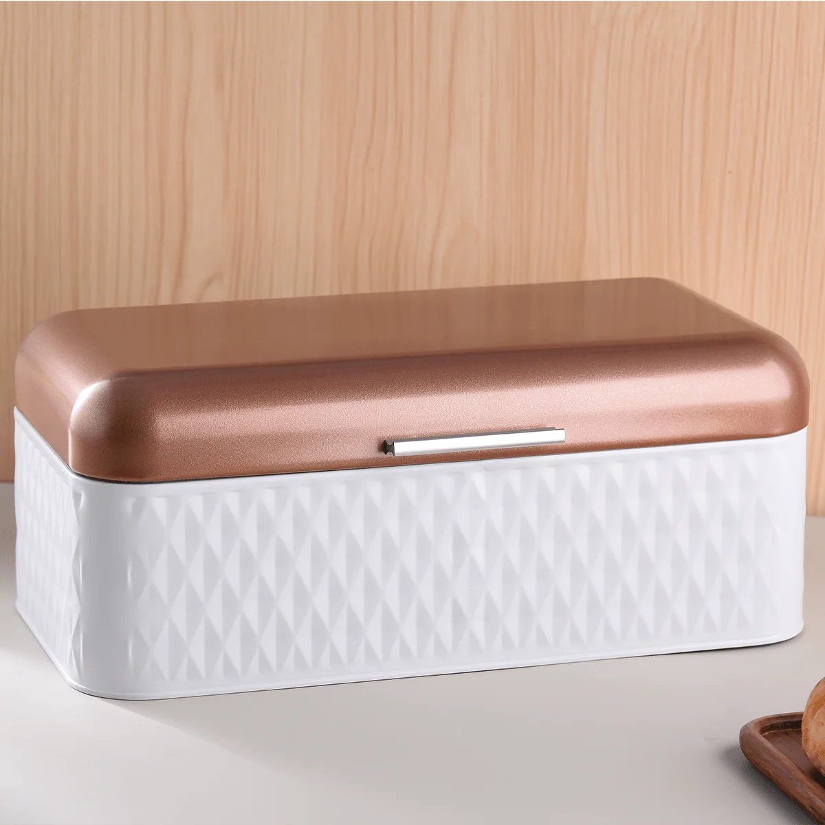 Big Size Bread Bin White/Wood Color