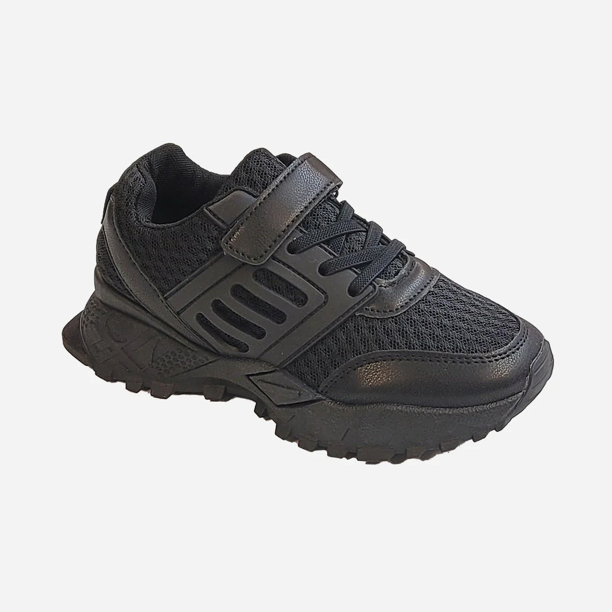 Boys Lace Up Athletic Shoe With Velcro