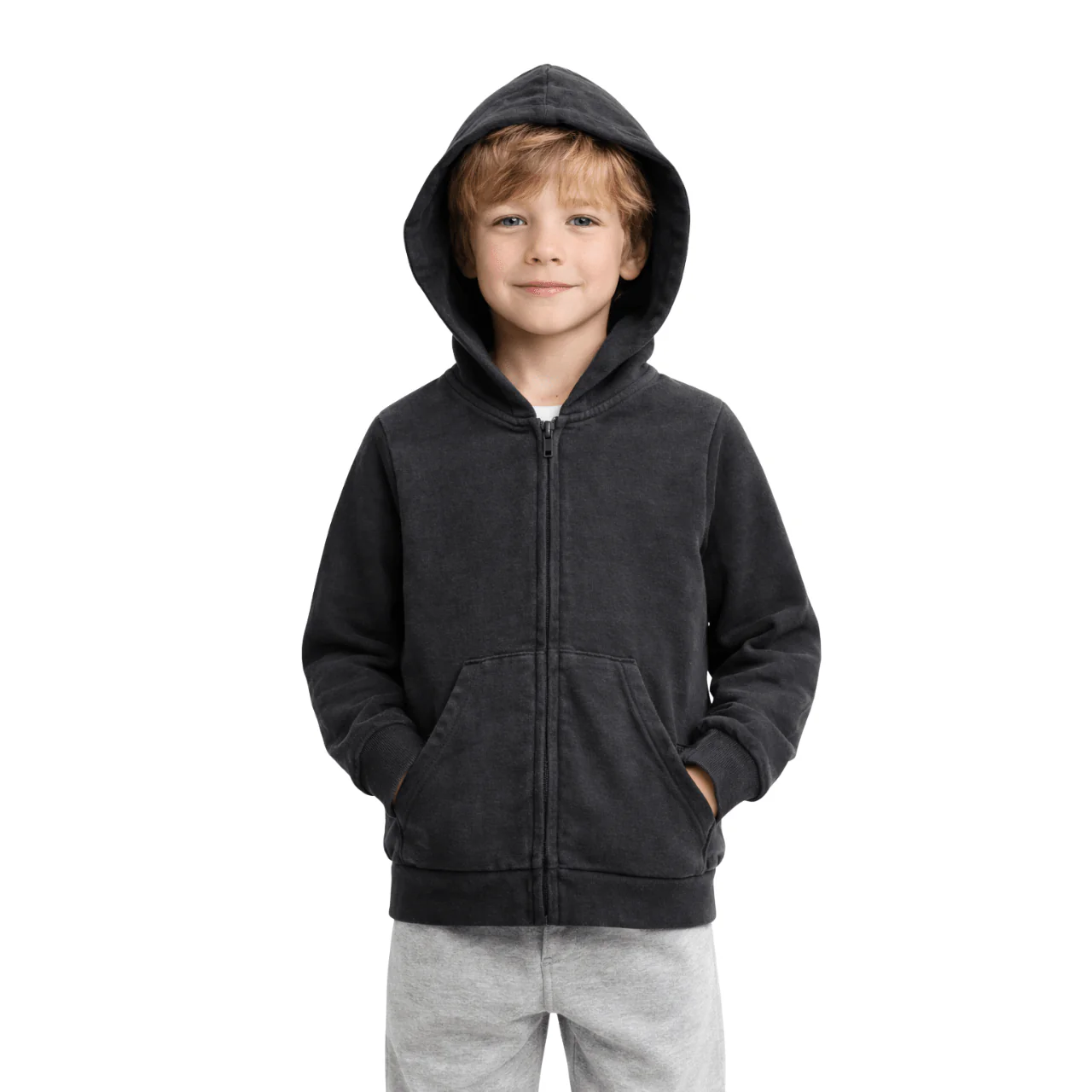 Boys’ Zip-Up Hoodie in Soft Cotton Blend