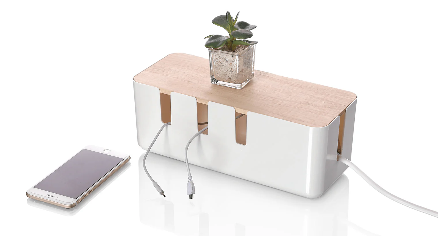 Cable Organizer with Bamboo Lid - Image 2