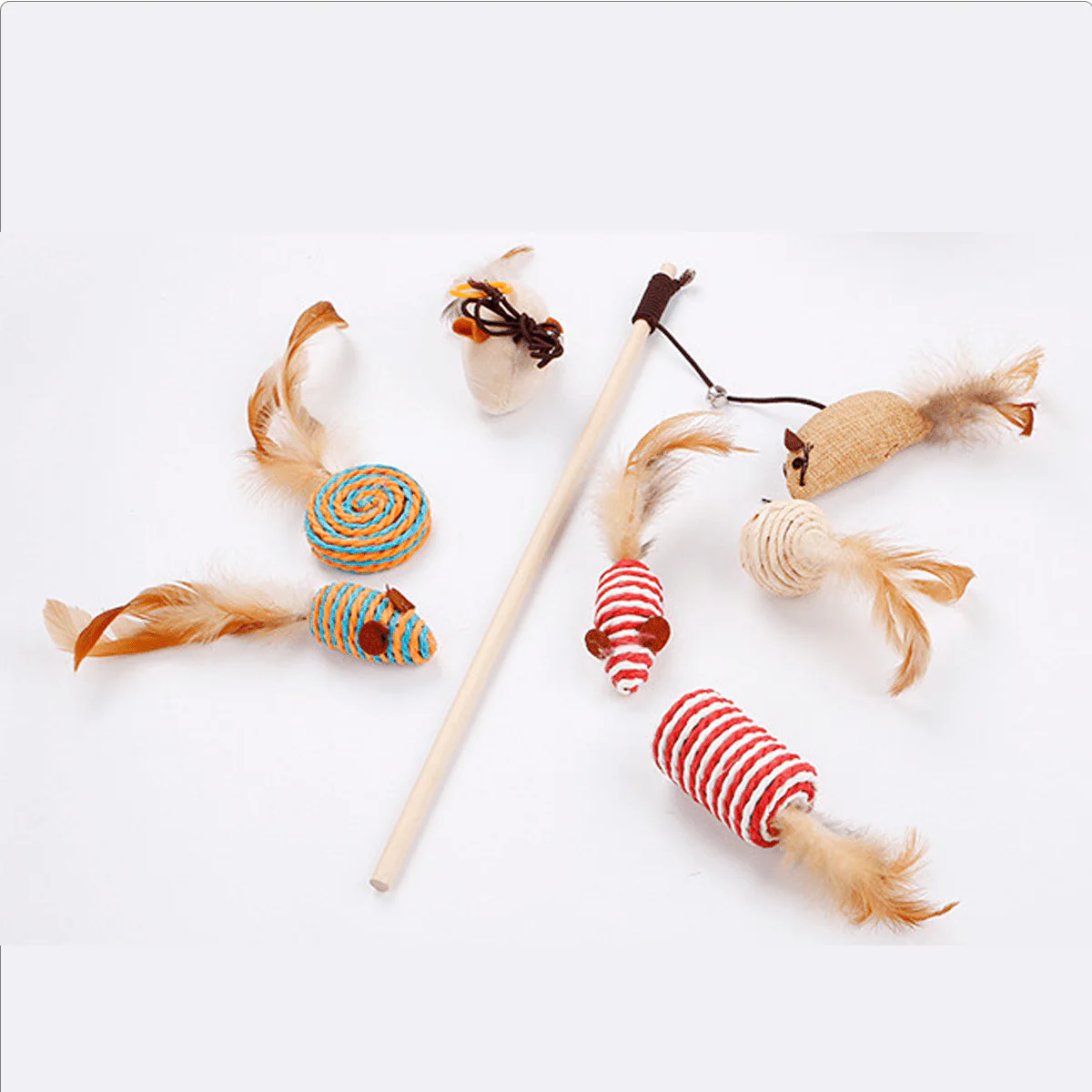 Cat Feathered Toy W/stick & Rope - Image 2