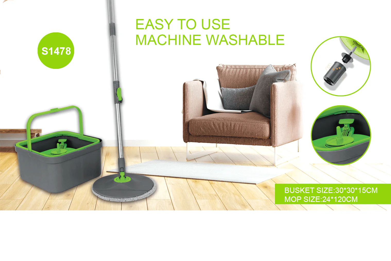 Cleaning Mop And Bucket Set - Image 3