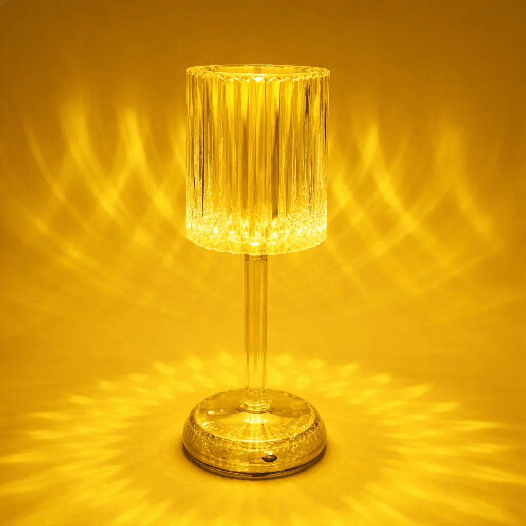 Clear Ribbed Table Lamp – Modern Decorative Accent Light - Image 2