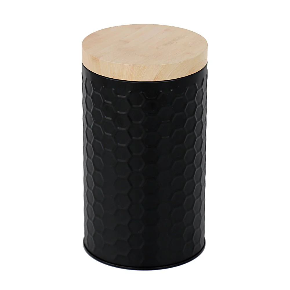 Cylinder Metal Tin Box with Bamboo Lid | Assorted Colors