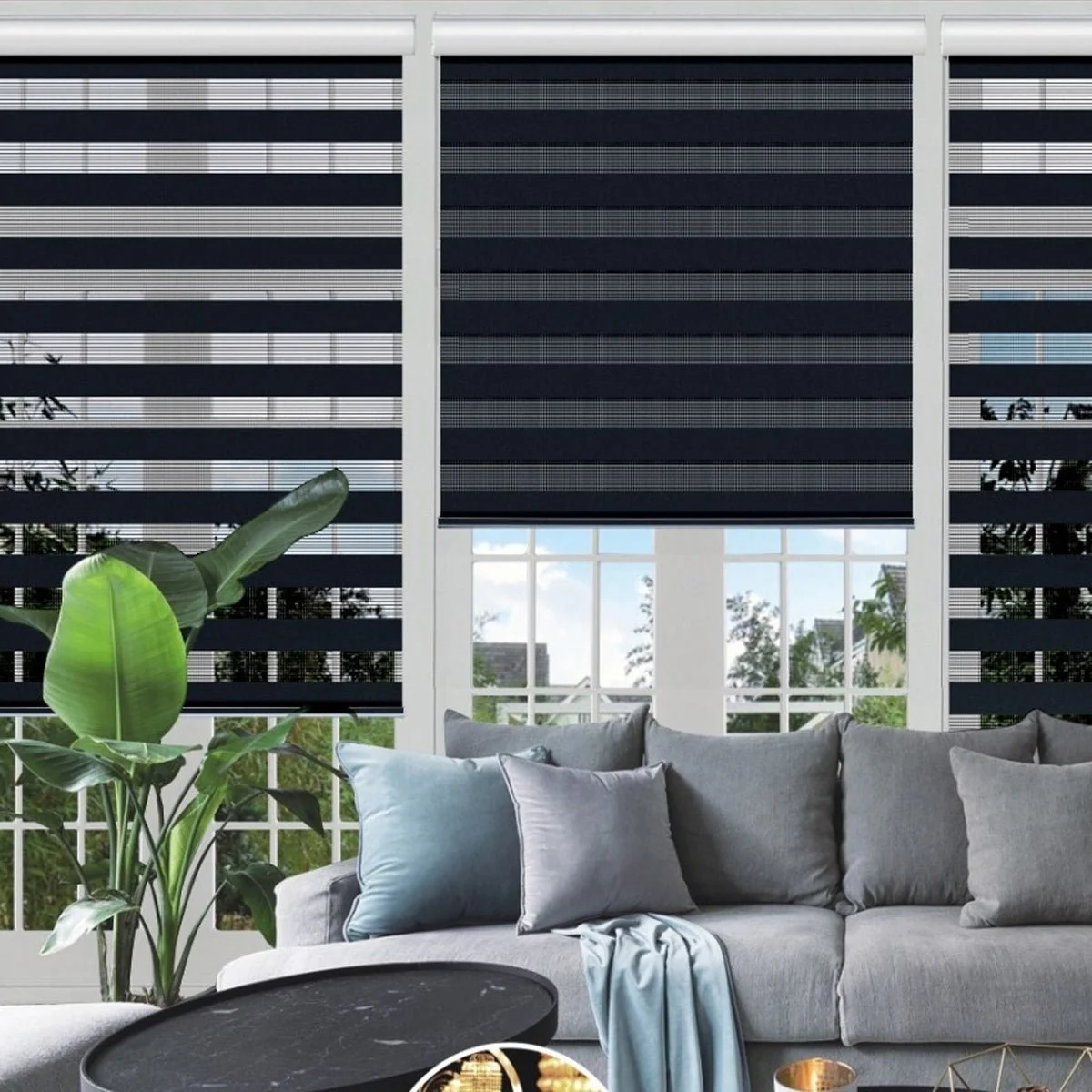 Day and Night Cordless Roller Blinds | Black - Image 12