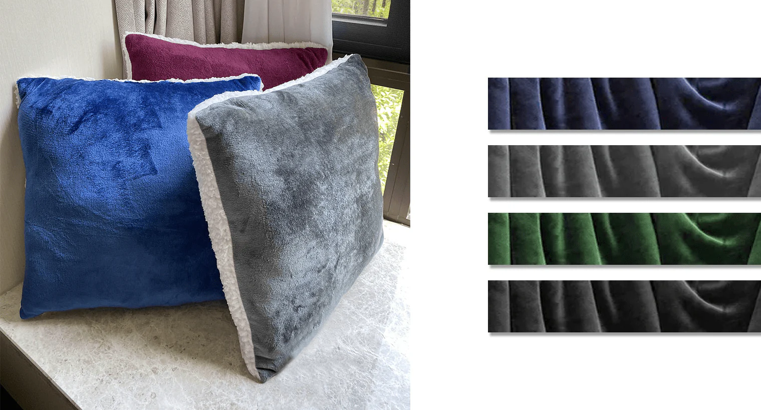 Drake | Velour Reverse to Sherpa Cushion | Assorted Colors - Image 4