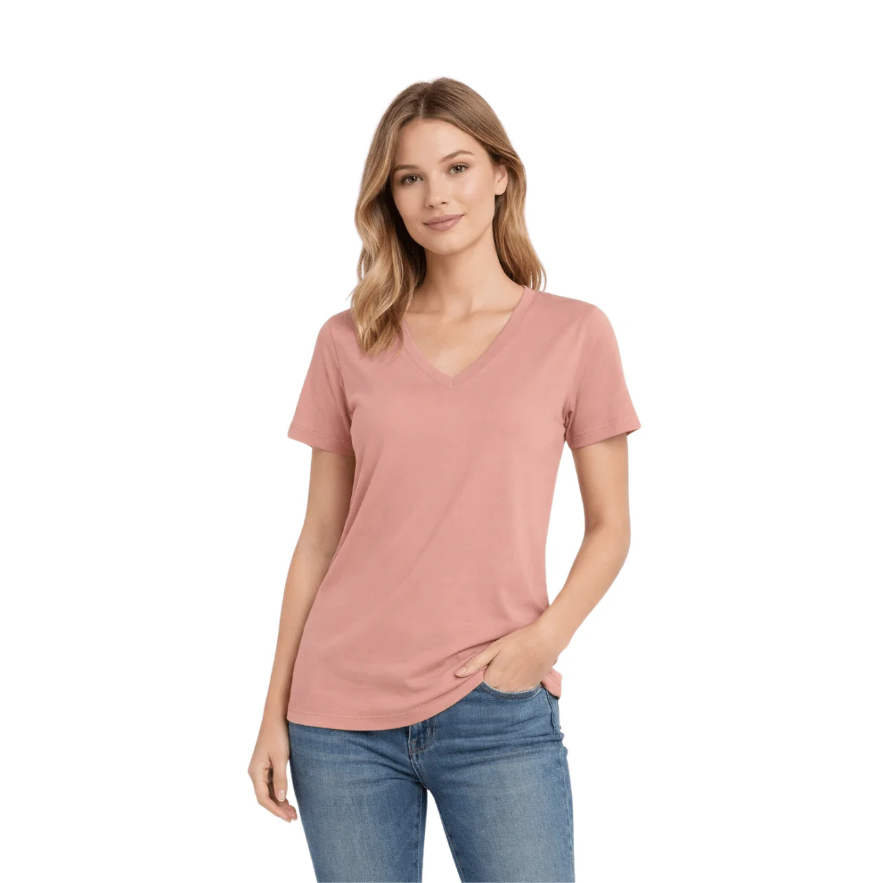 Essential V-Neck Cotton T-Shirt - Image 2