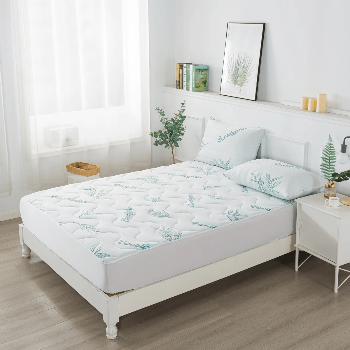 Eucalyptus Quilted Teal Mattress pad - Image 4