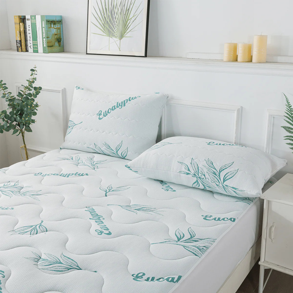 Eucalyptus Quilted Teal Pillow Protector - Image 2