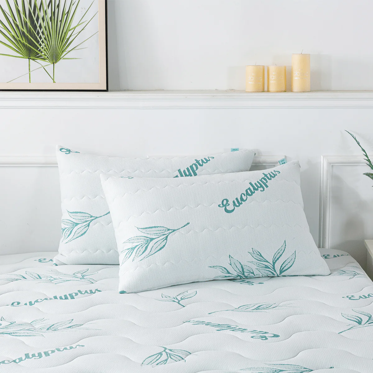 Eucalyptus Quilted Teal Pillow Protector - Image 4