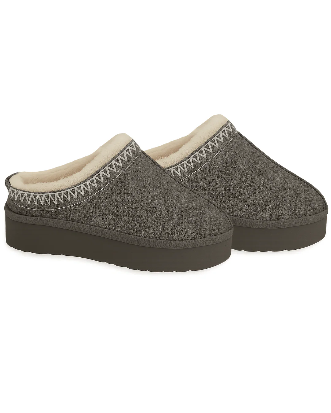 Faux Suede Platform Slip-Ons with Shearling Lining - Image 3