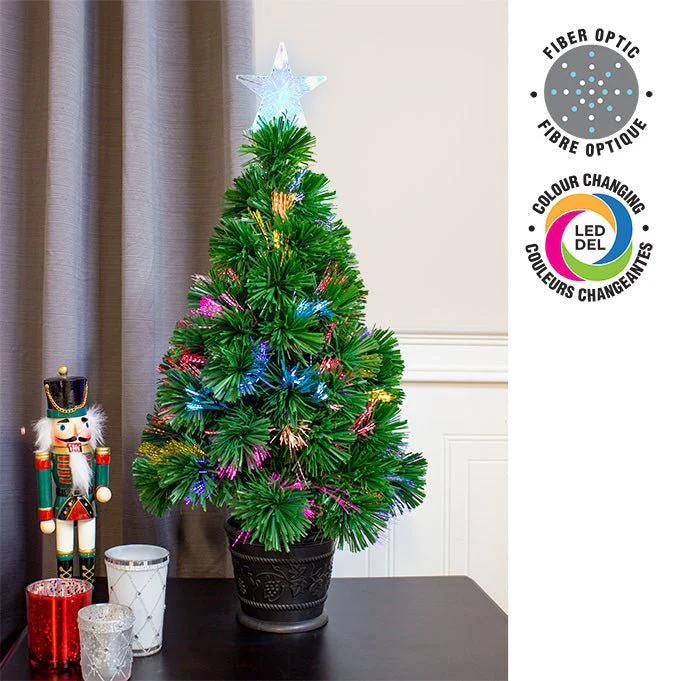 0.6 m Fiber Optic Green Tree with Star Top – Multi-Color LEDs