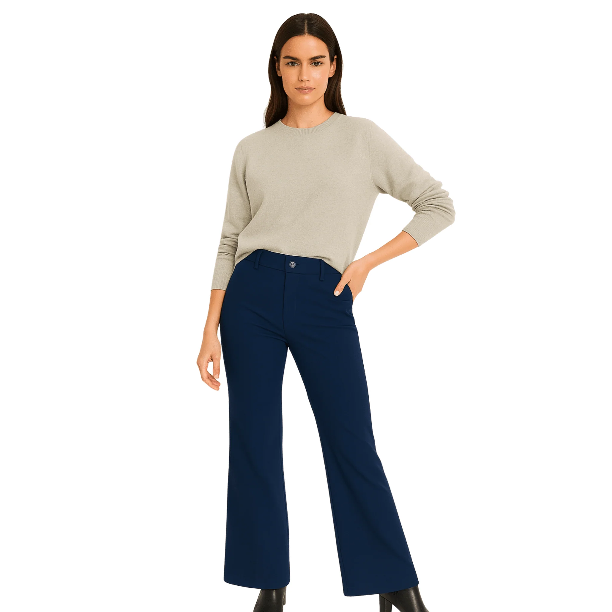Flared Mid-Rise Trousers - Image 3