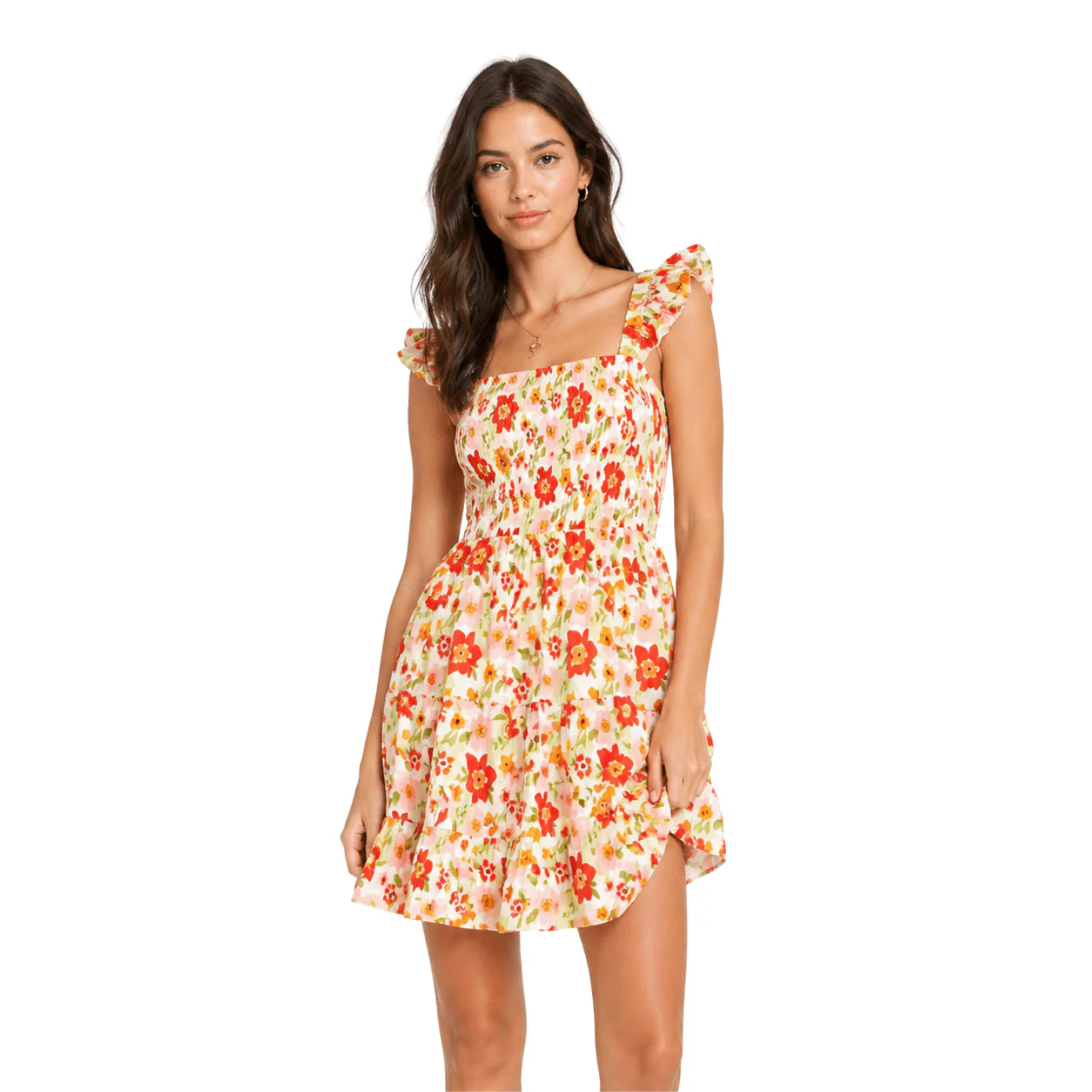 Floral Tiered Mini Dress with Ruffle Straps