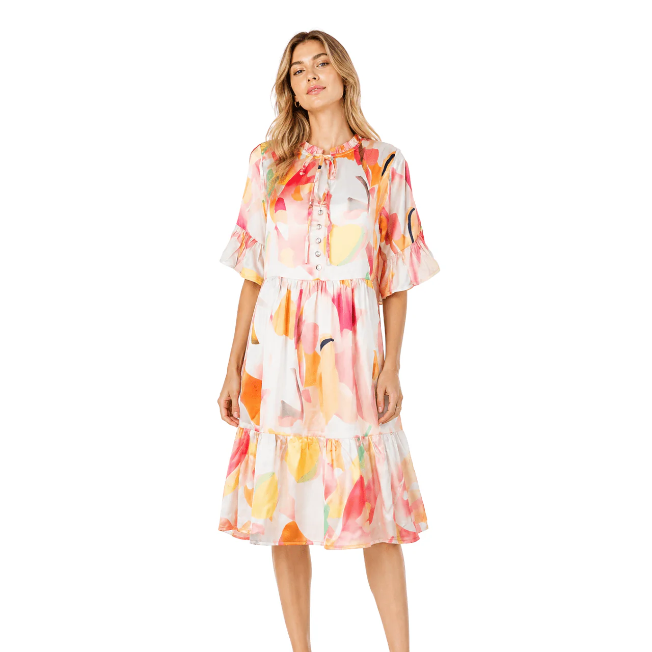 Floral Tiered Mini Dress with Ruffle Straps - Image 2