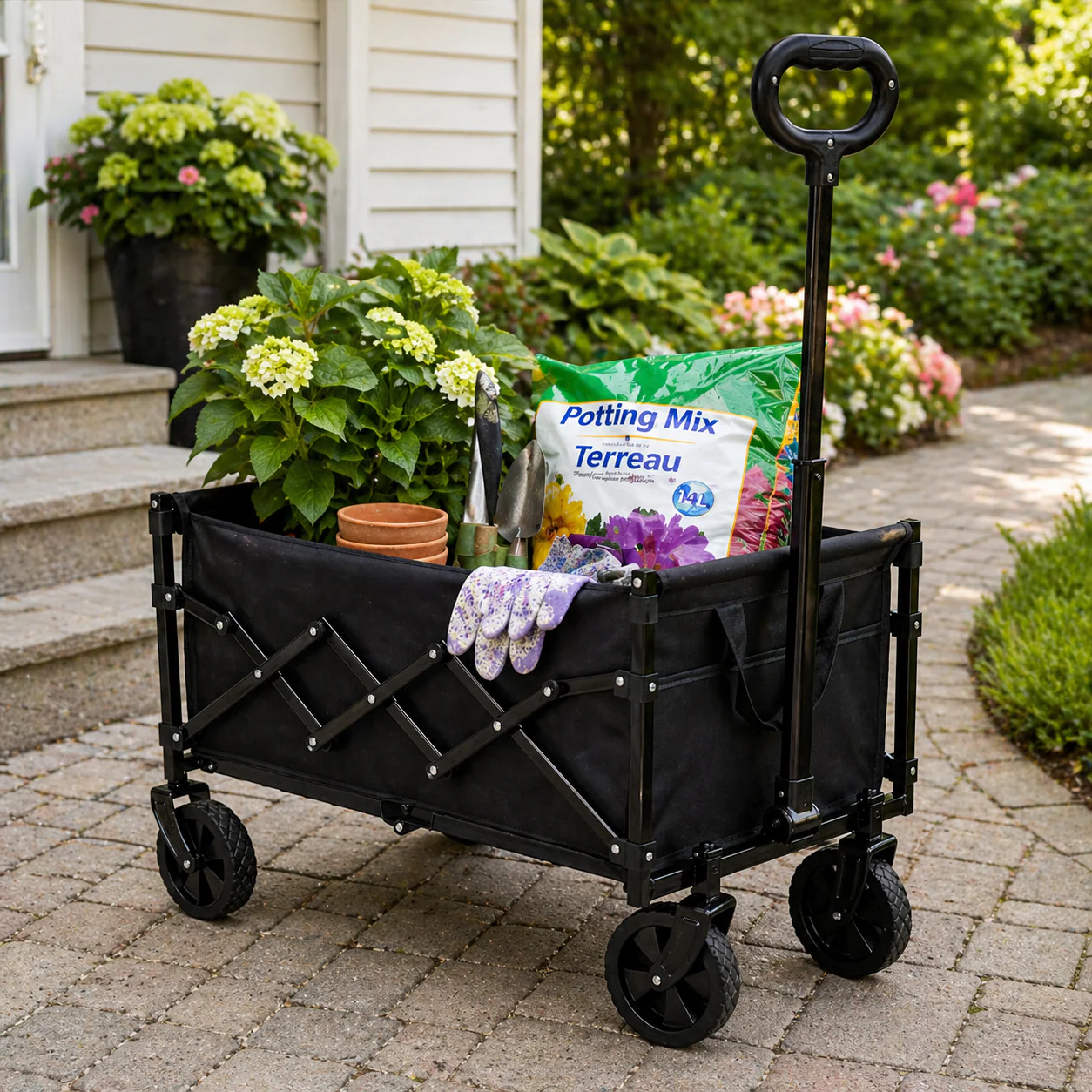 Folding Wagon Cart – Steel Frame – 70 x 45 x 90 cm