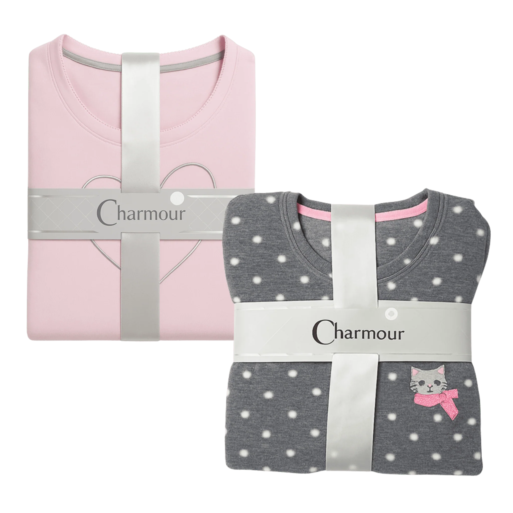 Women’s Printed Fleece Pajama Set – Polka Dots & Winter Motifs - Image 3