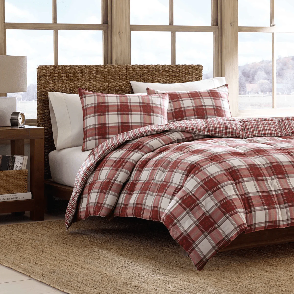 GLEN | Cotton Flannel Comforter Set | Red - Image 4