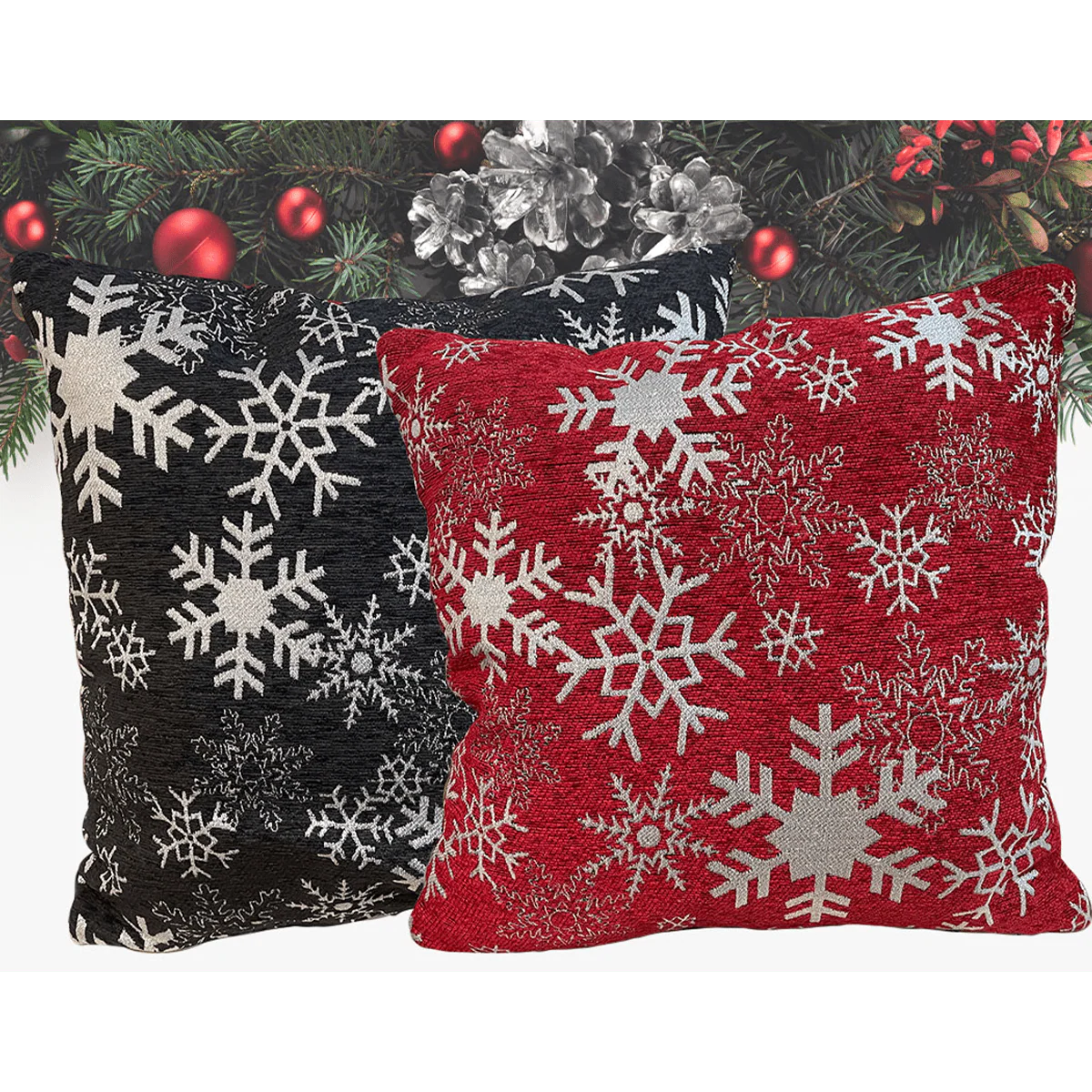Glitter Snowflake Chenille Cushion