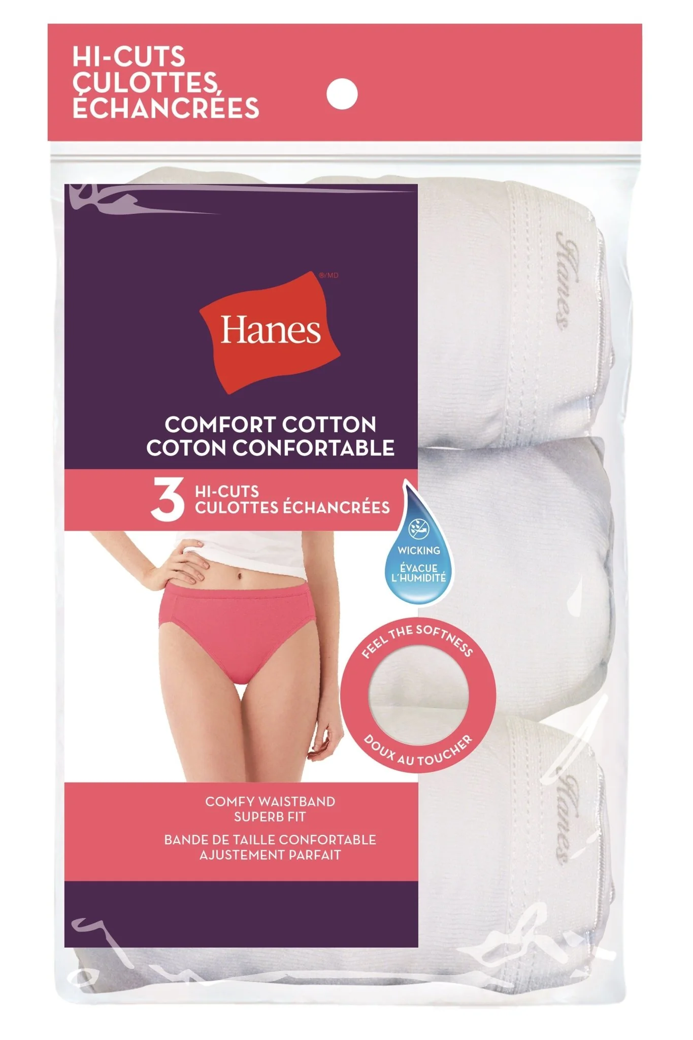 Hanes Breathable Cotton White Hi-Cut 3-Pack -H1430T - Image 5