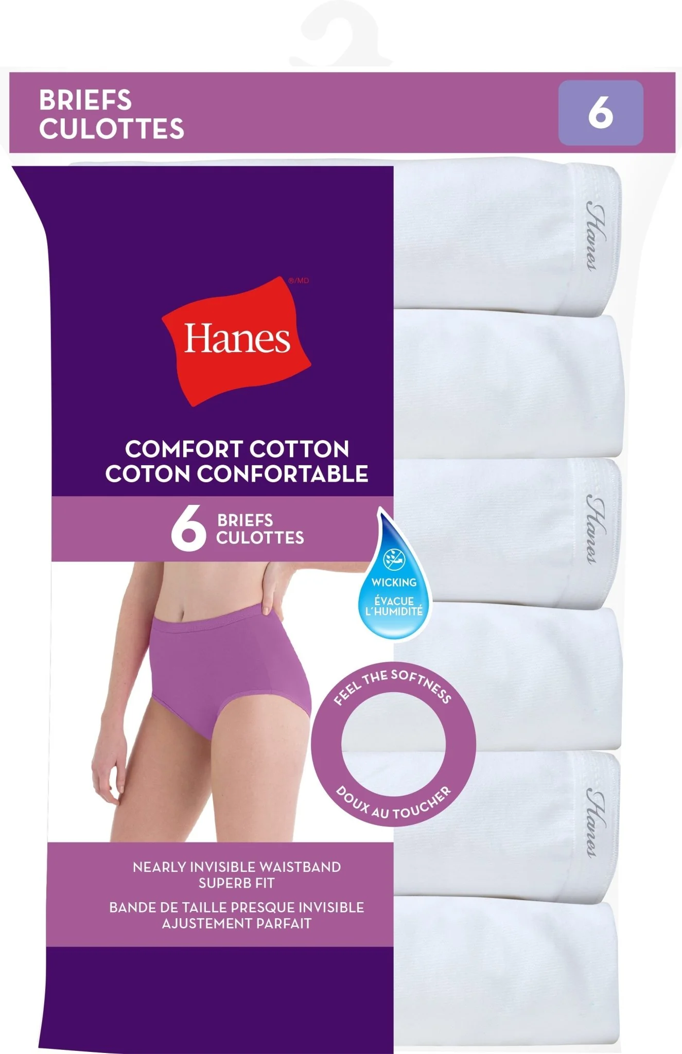 Hanes Cotton White  Briefs 6-Pack-H1400X - Image 3
