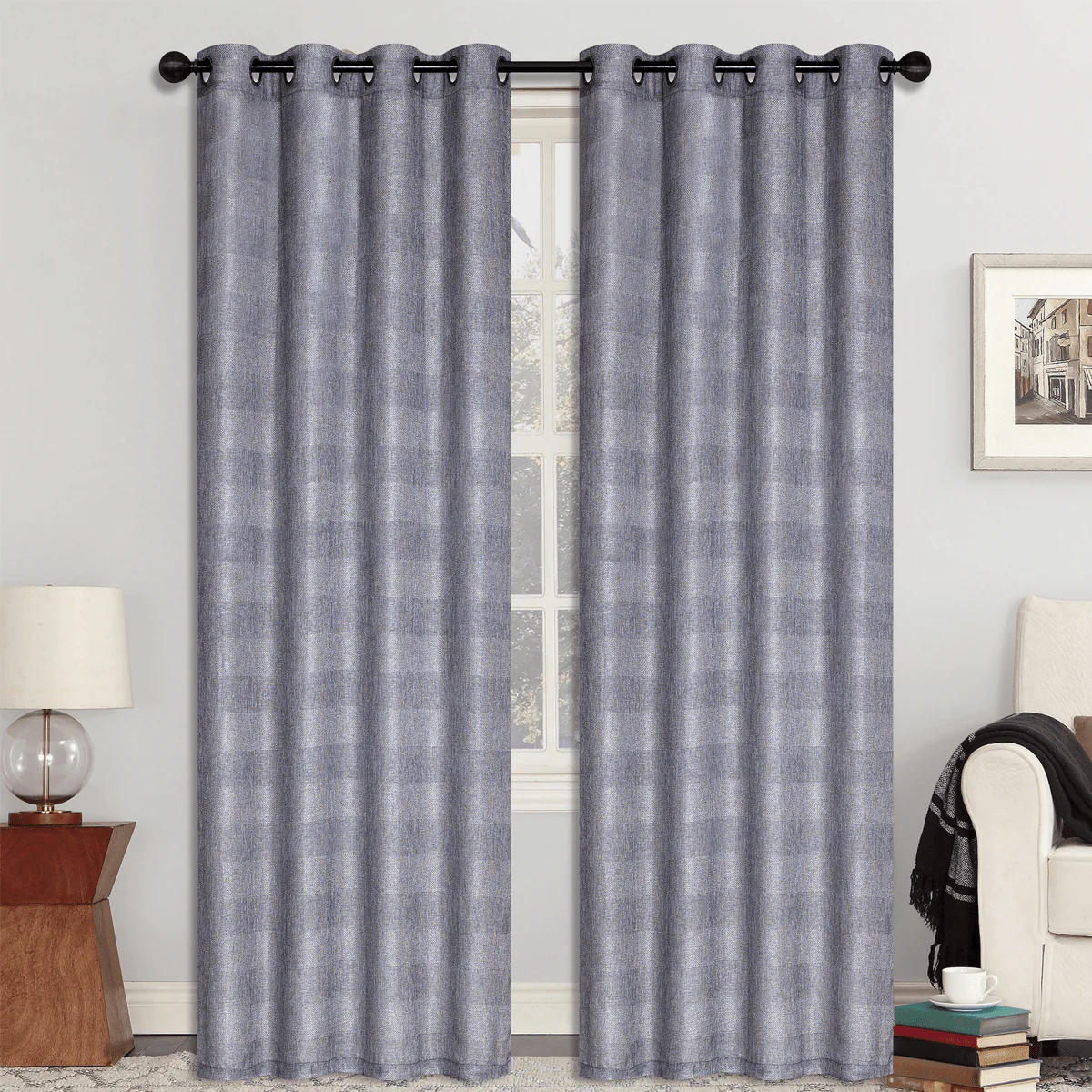 HARRIS | Faux Linen Grommet Curtain Panels | 46 x 84" (Set of 2)