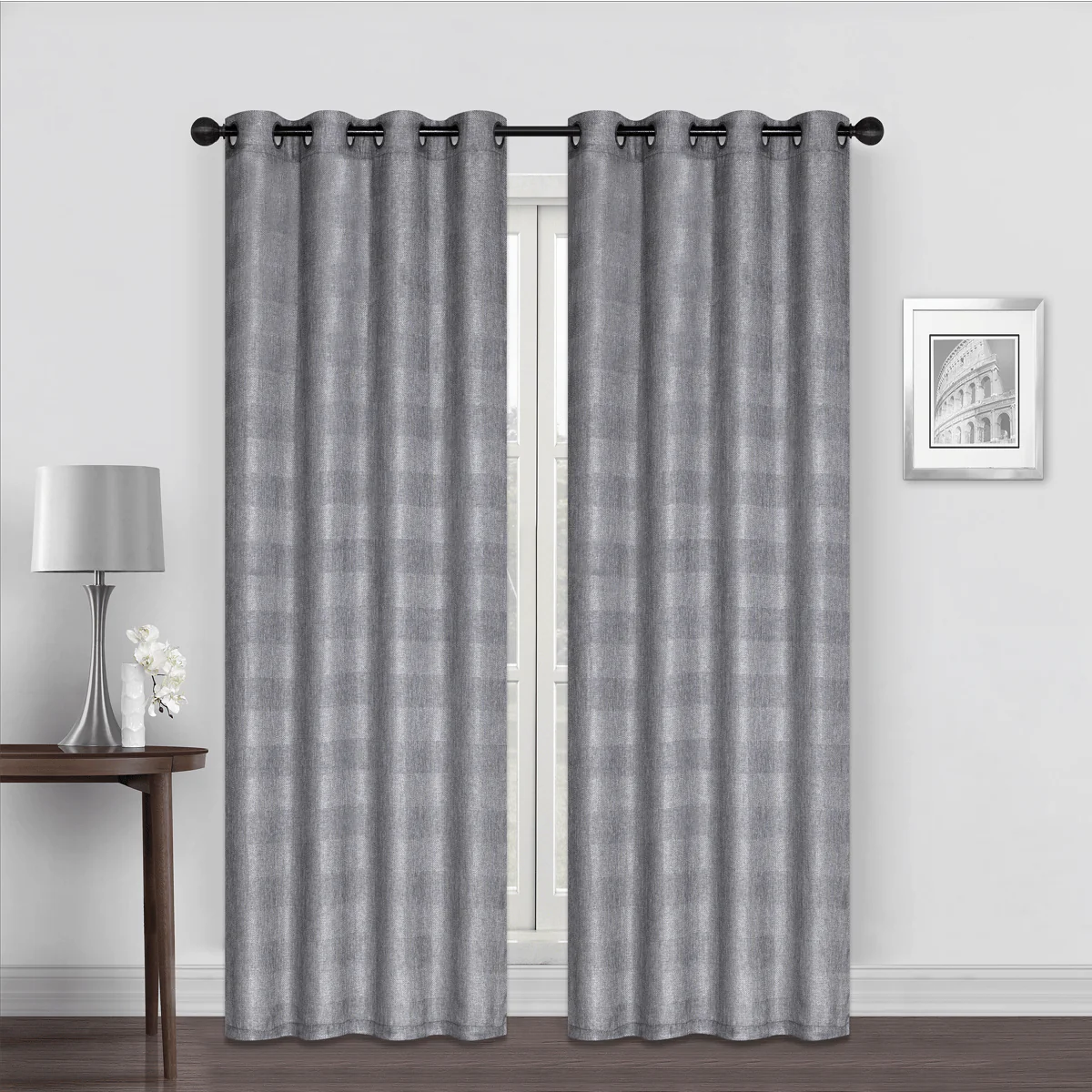 HARRIS | Faux Linen Grommet Curtain Panels | 46 x 84" (Set of 2) - Image 2