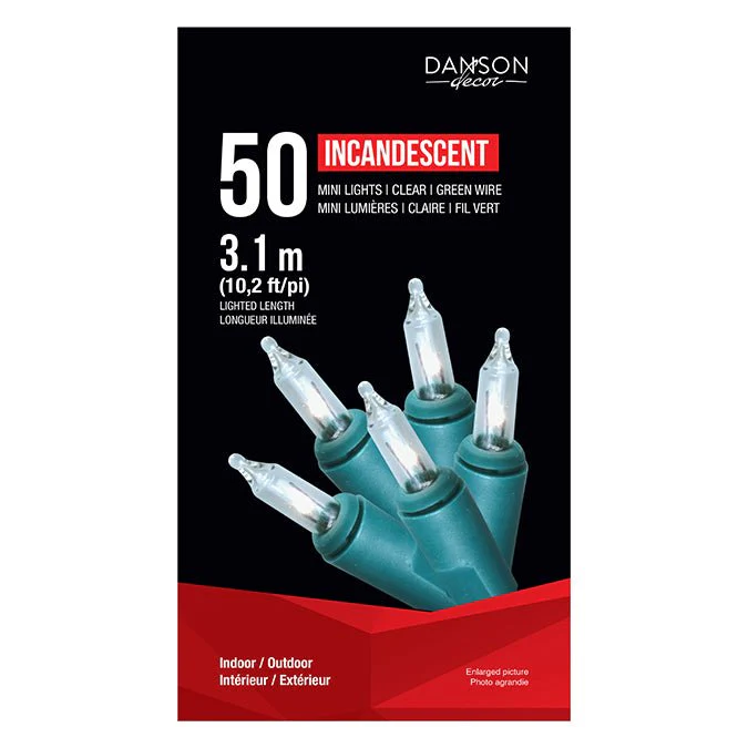 50 HIGH VOLTAGE INCANDESCENT INDOOR/OUTDOOR CLEAR LIGHTS