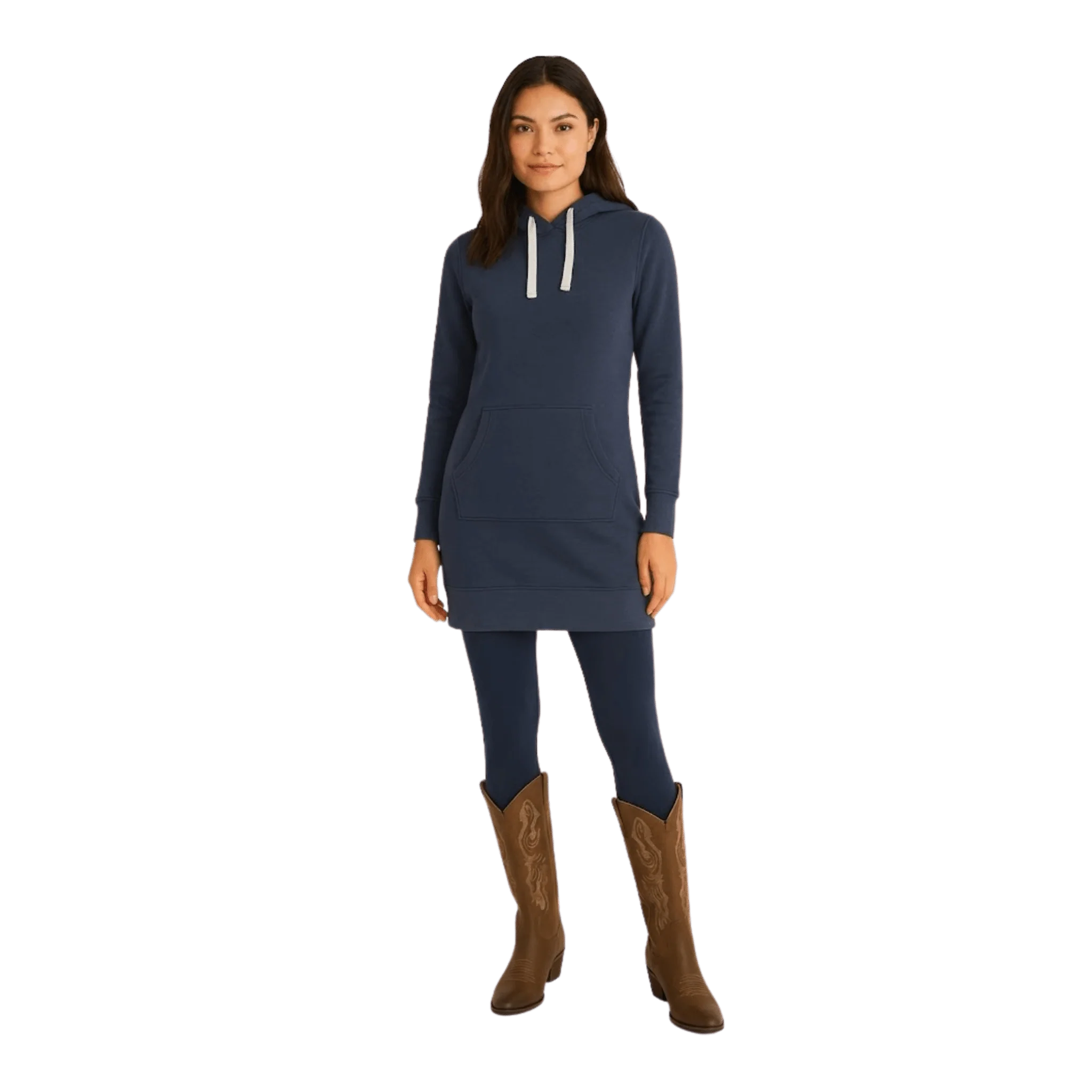 Hooded Sweatshirt Dress with Kangaroo Pocket