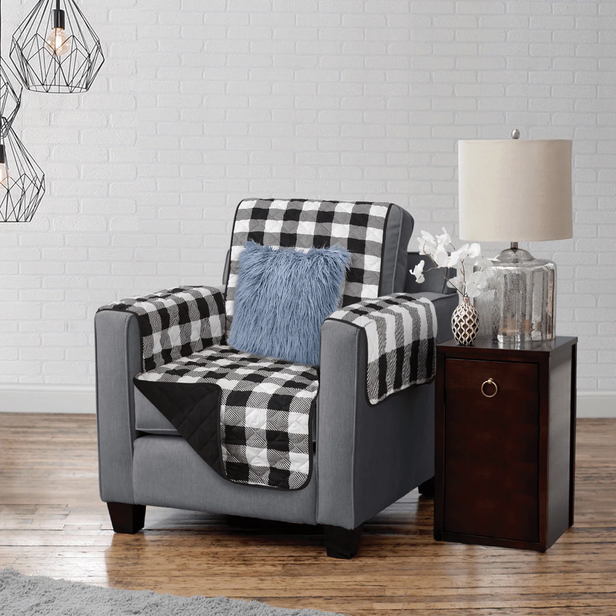 Hudson - Reversible Quilted Armchair Protector - Black