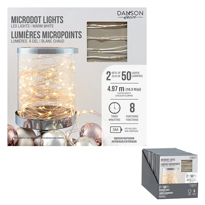 100 (2X50) MICRODOT B/O LED LIGHTS - Warm White