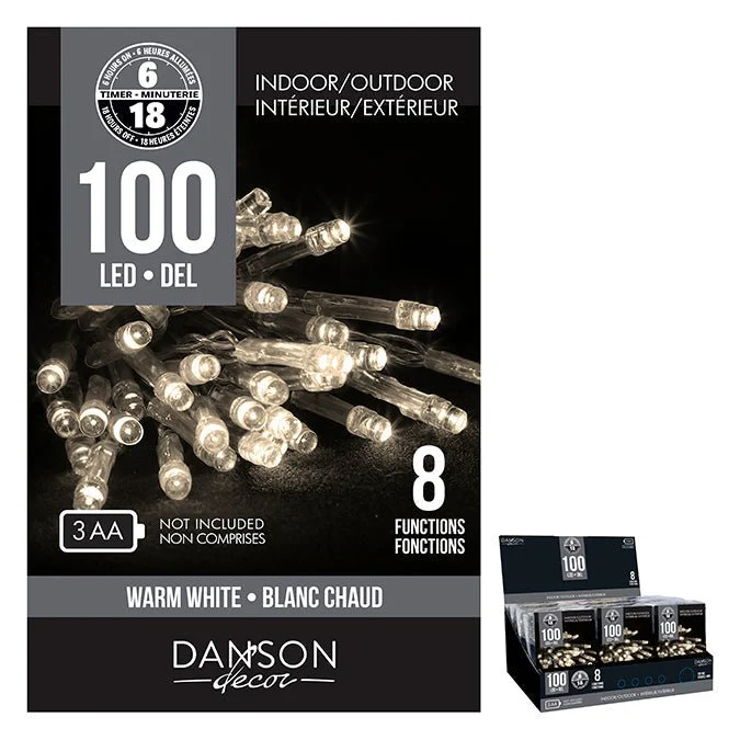 100 5MM INDOOR/OUTDOOR BATTERY OPERATED LIGHTS - Warm White