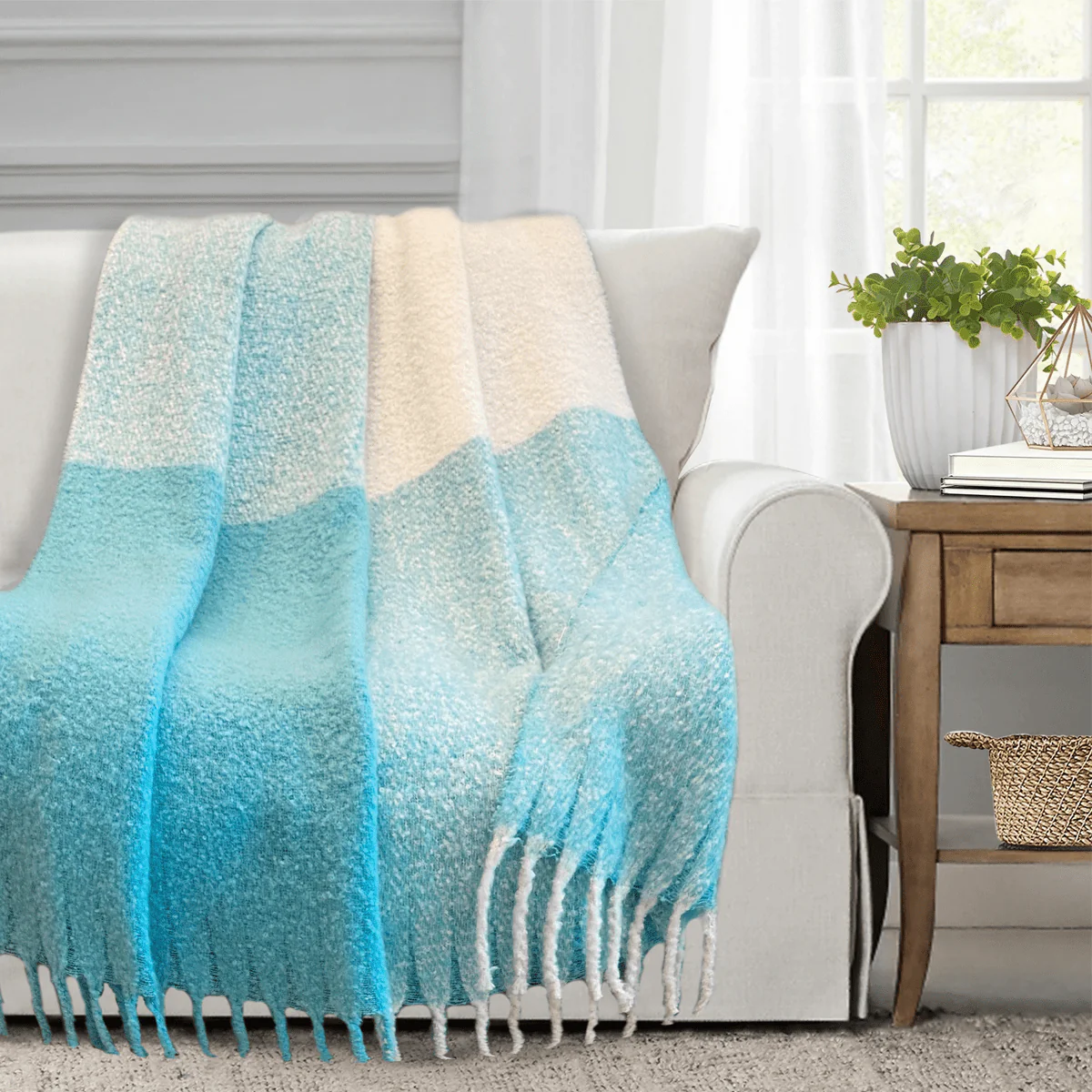 JOHAN- Stripe Faux Mohair Woven Throw - Image 3