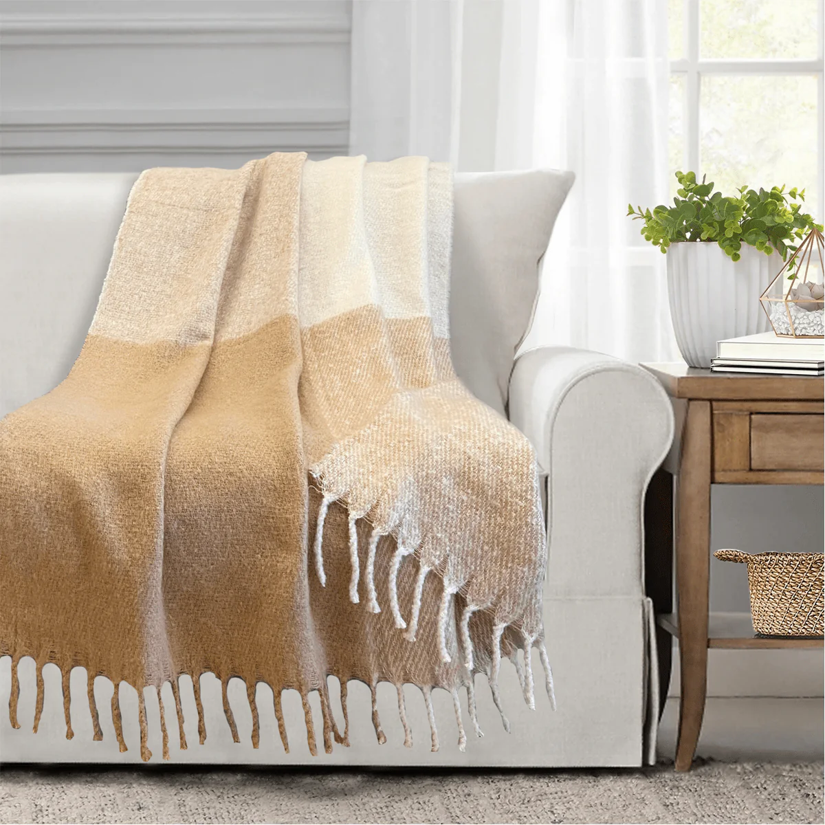JOHAN- Stripe Faux Mohair Woven Throw - Image 5